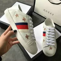 baskets paire de chaussures gucci femmes five star honeybee white